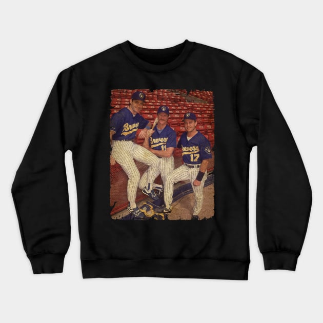 Paul Molitor, Robin Yount, and Jim Gantner in Milwaukee Brewers Crewneck Sweatshirt by SOEKAMPTI